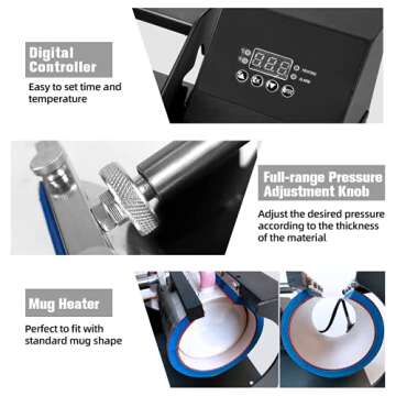 BetterSub Mug Heat Press, Heat Press Machine Cup Heat Transfer Sublimation 11oz