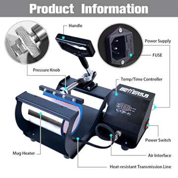 BetterSub Mug Heat Press, Heat Press Machine Cup Heat Transfer Sublimation 11oz