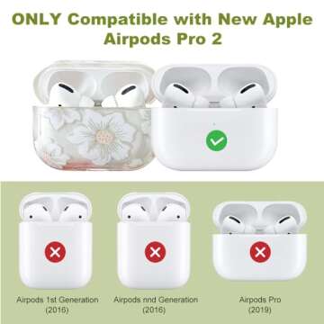 MINSCOSE Compatible with AirPods Pro 2 Clear Case,Cute Cartoon Flower Pattern Design with Floral Key...