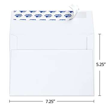 ValBox 200 Qty A7 Invitation Envelopes 5 x 7, 120GSM White Kraft Paper Envelopes for 5x7 Cards, Self...