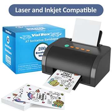 ValBox 200 Qty A7 Invitation Envelopes 5 x 7, 120GSM White Kraft Paper Envelopes for 5x7 Cards, Self Seal, Weddings, Invitations, Baby Shower, Stationery, Office, 5.25 x 7.25 Inches