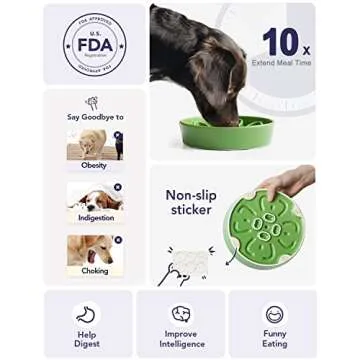 LE TAUCI Slow Feeder Dog Bowls Ceramic, 1.5 Cups Slow Eater Bowl for Dogs, Puppy Slow Feeder Bow for Fast Eaters, Dog Dishes to Slow Down Eating, Puzzle Dog Food Bowl, Maze Dog Bowl,Clover Green