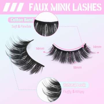 Losha Eyelashes Natural Look Faux Mink Lashes Pack Handmade Fluffy False Eyelashes 14 Pairs Eye Lashes (815)