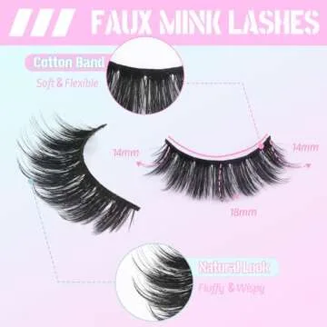 Losha Eyelashes Natural Look Faux Mink Lashes Pack Handmade Fluffy False Eyelashes 14 Pairs Eye Lashes (815)