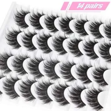 Losha Eyelashes Natural Look Faux Mink Lashes Pack Handmade Fluffy False Eyelashes 14 Pairs Eye Lashes (815)