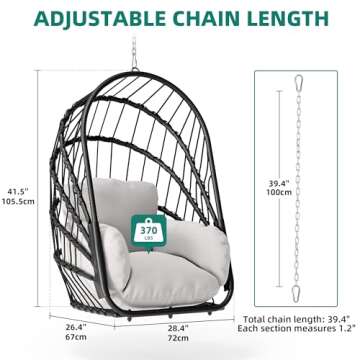 YITAHOME Foldable Swing Egg Chair with Cushions - 350lbs