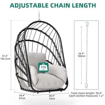 YITAHOME Foldable Swing Egg Chair with Cushions - 350lbs