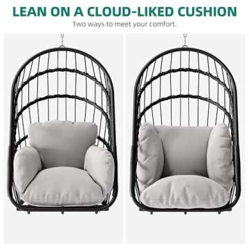 YITAHOME Foldable Swing Egg Chair with Cushions - 350lbs