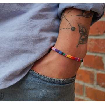 Made by Nami Pride Bracelet for All Genders Adjustable and Waterproof LGBTQ Bracelet for LGBTQ+ Ally...