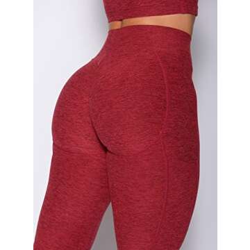 Bombshell Sportswear Uplift Pocket Leggings (as1, Alpha, s, Regular, Regular, Garnet Red)