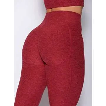Bombshell Sportswear Uplift Pocket Leggings (as1, Alpha, s, Regular, Regular, Garnet Red)
