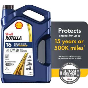 Shell Rotella T6 Full Synthetic 10W-30 Motor Oil, 1 Gallon (3 Pack)