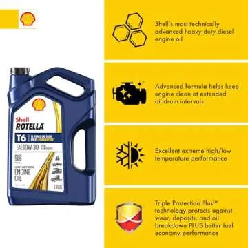Shell Rotella T6 Full Synthetic 10W-30 Motor Oil, 1 Gallon (3 Pack)