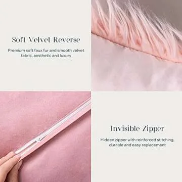 PHANTOSCOPE Pack of 2 Faux Fur Throw Pillow Covers Cushion Covers Luxury Soft Decorative Pillowcase Fuzzy Pillow Covers for Bed/Couch, Pink 18 x 18 Inches