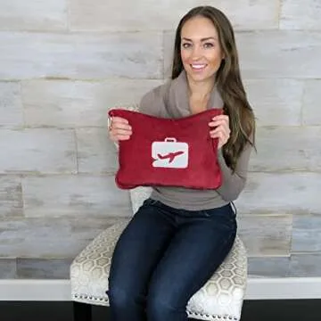 EverSnug Travel Blanket and Pillow - Ultra-Soft, Compact & Lightweight, 65x40 Inches, with Carry Case, Luggage Sleeve & Backpack Clip for Airplane Comfort (Burgundy)