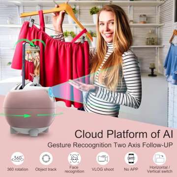 Auto Tracking Phone Holder, Auto Face Tracking Tripod, 360° Rotation Face Body Phone Tracking Tripo...