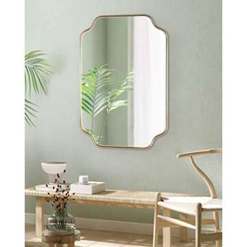 Kate and Laurel Plumley Glam Scalloped Wall Mirror, 24 x 36, Gold, Transitional Mirror Wall Decor