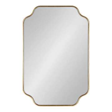 Kate and Laurel Plumley Glam Scalloped Wall Mirror, 24 x 36, Gold, Transitional Mirror Wall Decor