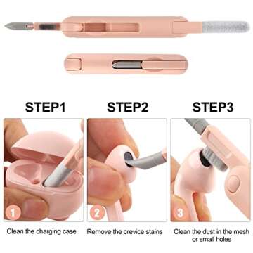 Enfudid 7-in-1 Electronics Cleaner Kit - Keyboard Cleaner kit, Portable Multifunctional Cleaning Tool for PC Monitor/Earbud/Cell Phone/Laptop/Computer/Bluetooth Earphones (with Cleaning Fluid), Pink