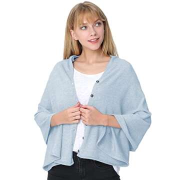 PULI Women's Versatile Knitted Shawls Scarf Poncho Sweater with Buttons Lightweight Spring Summer Fa...