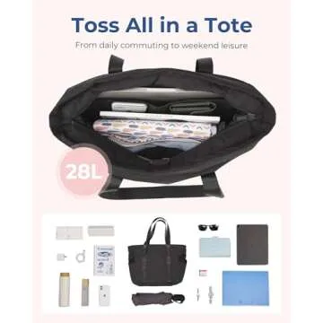 BAGSMART Tote Bag for Women with Zipper, Gym Tote with Compartments, Work Tote Nurse Dance Yoga Bag for Sport, Travel