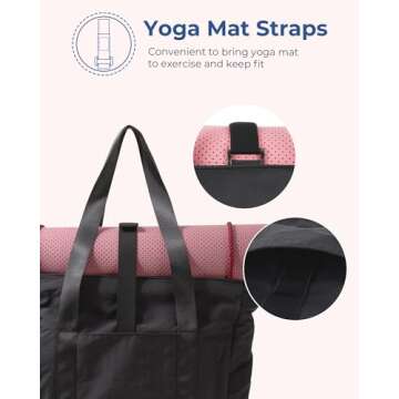 BAGSMART Tote Bag for Women with Zipper, Gym Tote with Compartments, Work Tote Nurse Dance Yoga Bag for Sport, Travel