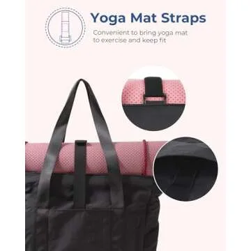 BAGSMART Tote Bag for Women with Zipper, Gym Tote with Compartments, Work Tote Nurse Dance Yoga Bag for Sport, Travel