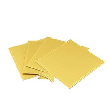 Proshopping 100 pcs 3.54"x3.54" Mini Cake Boards, Small Square Gold Mousse Cake Cardboard Set, Cupcake Cake Base, Dessert Displays Tray, Disposable Paper Coasters, for Wedding Party Cake Pastry Cup