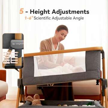Cozy2 Baby Bedside Bassinet - Portable Travel Crib with Adjustable Height & Wheels
