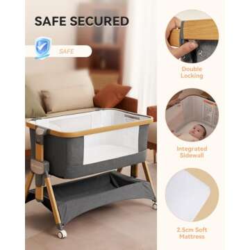 Cozy2 Baby Bassinet Portable Crib with Adjustable Height