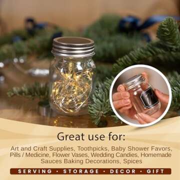 2.5oz Small Mason Jars with Lids & Chalkboard Labels (12 Pack) Airtight Mini Mason Jars for Party Favors, Spices, Jam, Condiments, Honey, Jelly, Candy, Shot Glasses, Wedding, Gifts, Tiny Glass Bottles