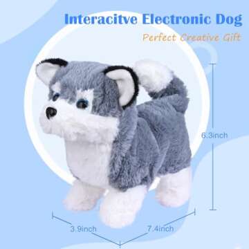 WorWoder Plush Alaska Toy Puppy Electronic Interactive Pet Dog - Walking, Barking, Tail Wagging, Str...