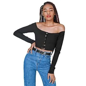 MORELESS 2 Pack Women's Leather Belts for Jeans Pants with Fashion Center Bar Buckle Black and Brown Medium