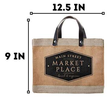 Santa Barbara Design Studio Main Street Farmers Market Tote with Leather Handle, Perfect for Beach o...