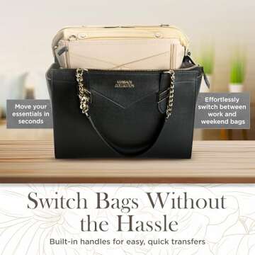 Littbag Designer Purse Organizer with LED Light and Compartmental Design