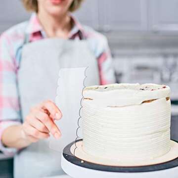 Patelai 6 Pieces Clear Acrylic Cake Smoother Scraper Large Cake Comb for Icing Frosting Buttercream and Soft Plastic Smoother Scraper