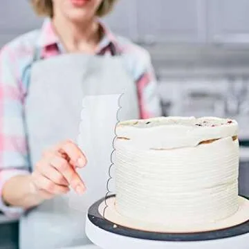 Patelai 6 Pieces Clear Acrylic Cake Smoother Scraper Large Cake Comb for Icing Frosting Buttercream and Soft Plastic Smoother Scraper