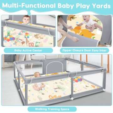 Fshibila Baby Playpen with Soft Mat – Safe Play Yard