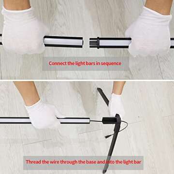 YQL RGB led Corner Floor lamp 57'' Compatible with Alexa Smart Gaming Light bar Music sync Color Changing Ambient Mood Lighting for Bedroom Living Room House （Black Pack 1 L Base）