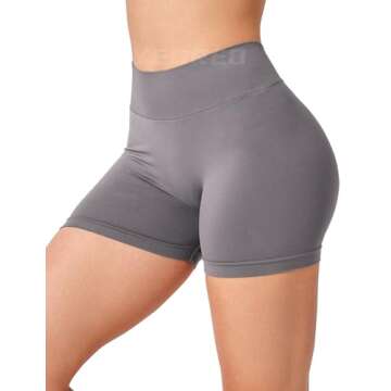 YEOREO Workout Scrunch Shorts Women 3.6" V Back Gym Butt Lifting Liz High Waisted Seamless Shorts Taupe S