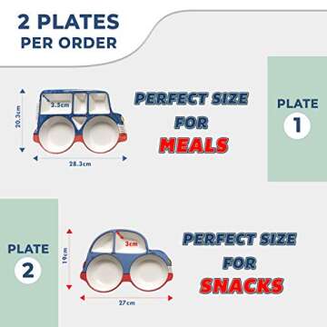 ARI MES Toddler Plate Set - Fun Car Shaped Dinnerware