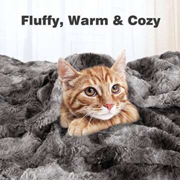 LANGRIA Luxury Super Soft Faux Fur Fleece Throw Blanket Cozy Fluffy Warm Breathable Lightweight and Machine Washable Dyed Fabric for Winter – Decorative Throw for Couch Sofa Bed (50" x 60", Grey)