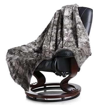 LANGRIA Luxury Super Soft Faux Fur Fleece Throw Blanket Cozy Fluffy Warm Breathable Lightweight and Machine Washable Dyed Fabric for Winter – Decorative Throw for Couch Sofa Bed (50" x 60", Grey)