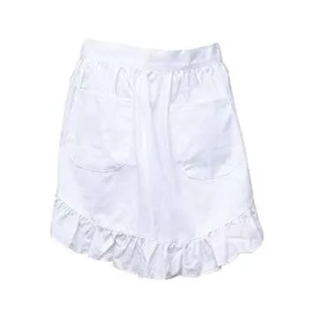 GIGGSKZE Women's Waist Apron with Two Pockets Half Apron Waitress Servant Costume Aprons for Kitchen Cooking Restaurant Coffee Shop (White)