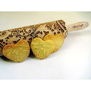 ROLLING PIN SPRING WOODDEN EMBOSSING ROLLING PIN with BUTTERFLIES and FLOWERS EMBOSSED COOKIES GIFT FOR MOTHER FRIEND