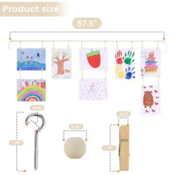 KLOGTSIND Kids Art Display Wall Decor with 34 Clips