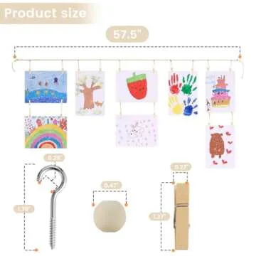 KLOGTSIND Kids Art Display Wall Decor with 34 Clips