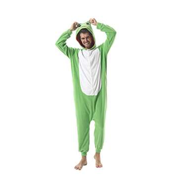 SimZoo Adult Animal Onesie Pajamas, Men and Women's Frog Costume Sleepwear, One-Piece Unisex Homewea...