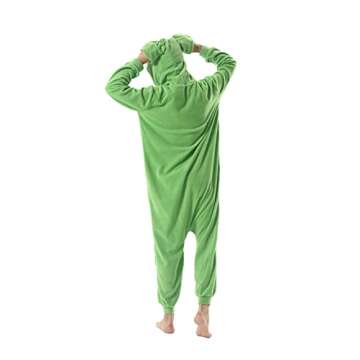 SimZoo Adult Animal Onesie Pajamas, Men and Women's Frog Costume Sleepwear, One-Piece Unisex Homewear Medium