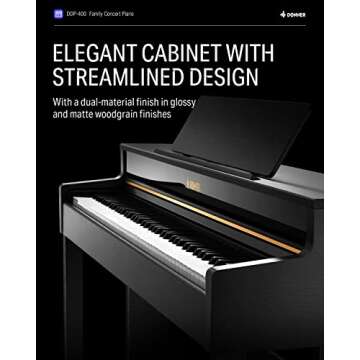 Digital Piano, Donner 88 Key Piano Weighted Keyboard, premium upright Keyboard Piano for Beginner Professional, Home Piano Full Size luxury Electric Keyboard with Headphone Power Adapter DDP-400